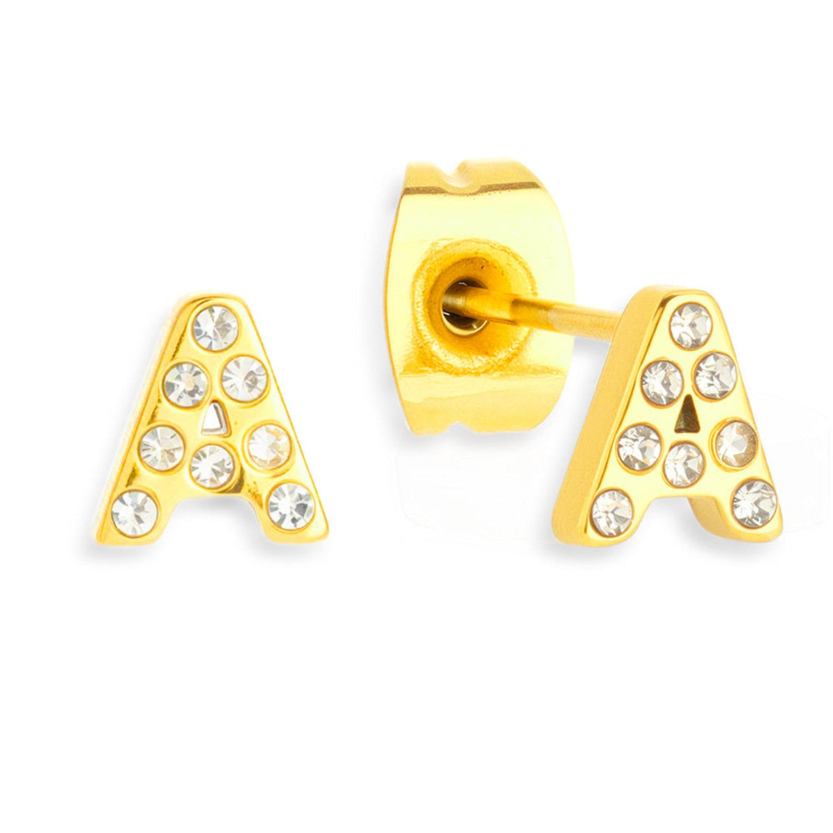 Crystal Initial Stud Earrings - EVRYJEWELS