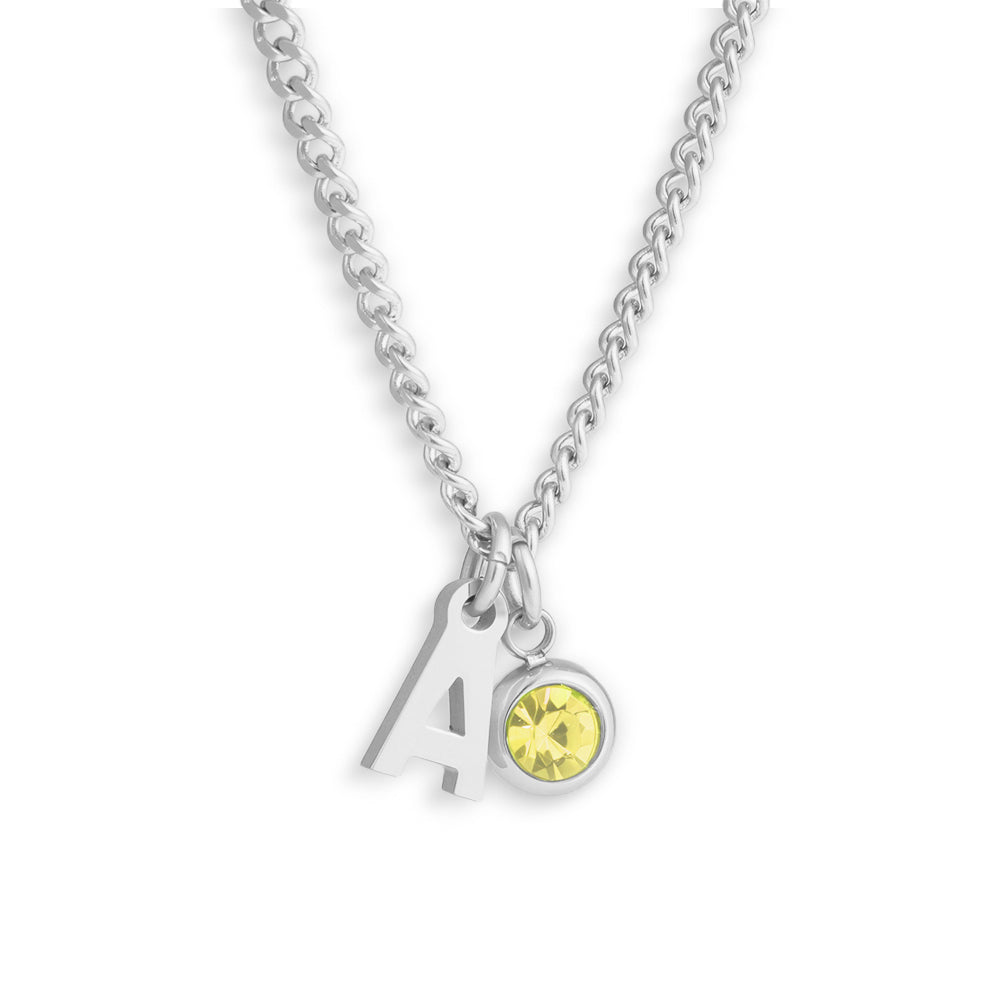 Custom/Personalized Initial Pendant Necklace w/ Birthstone - EVRYJEWELS