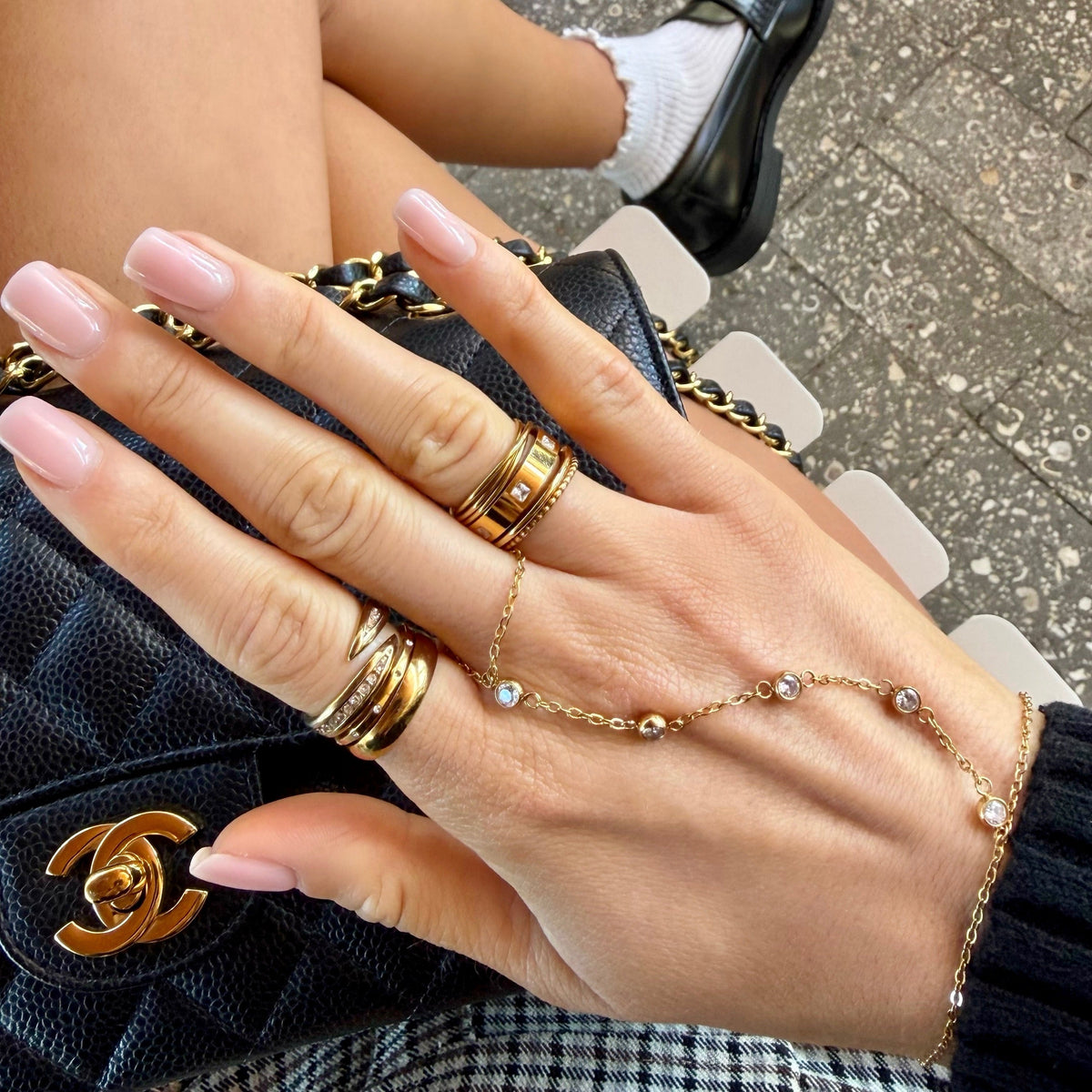 Square Crystal Flat Band Ring
