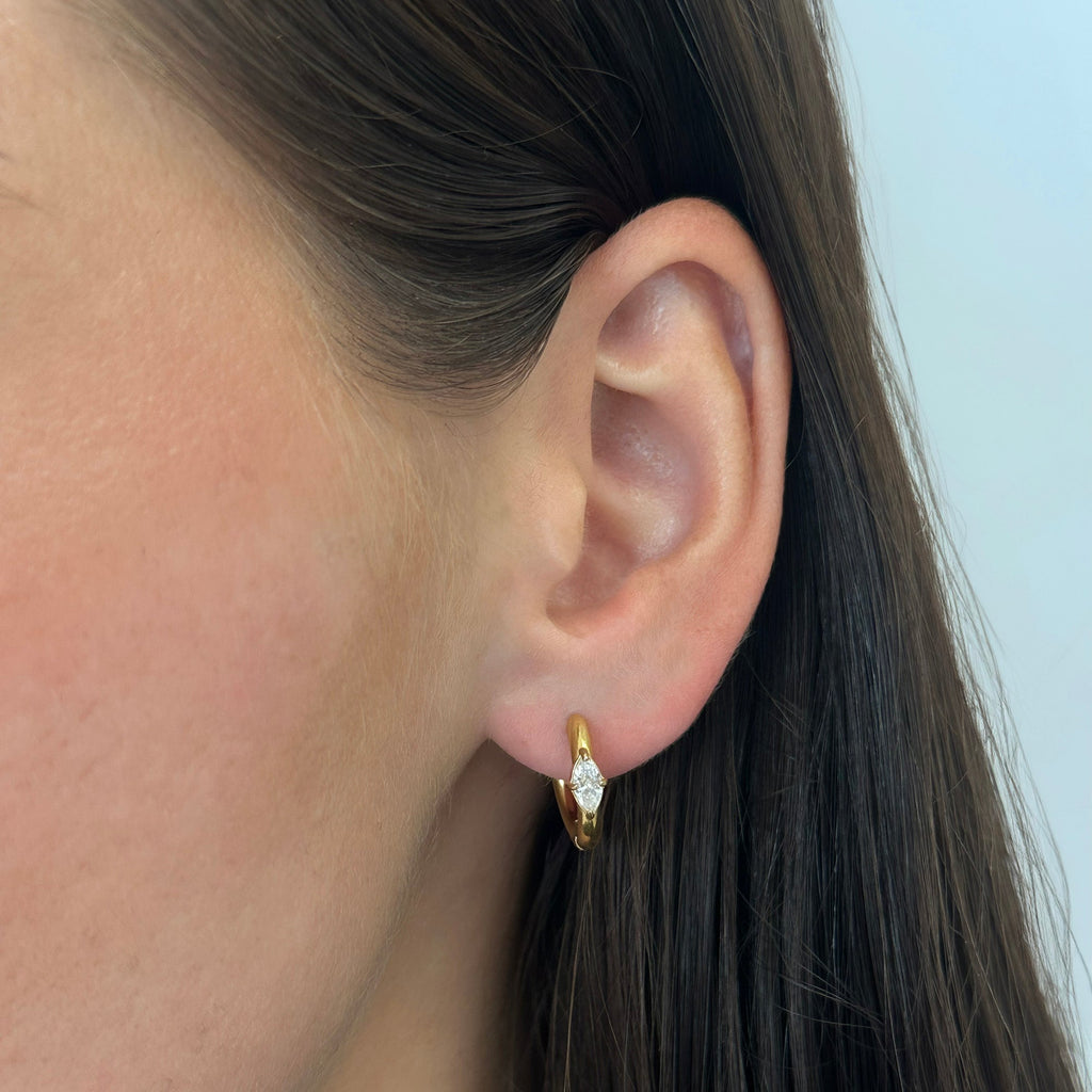 Marquise Crystal Huggie Hoop Earrings