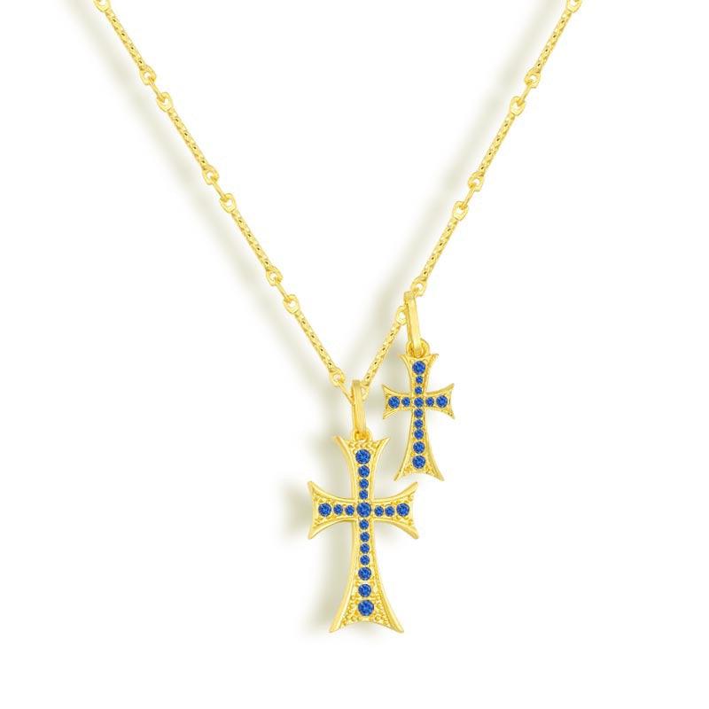 Double Cross Me Necklace - EVRYJEWELS