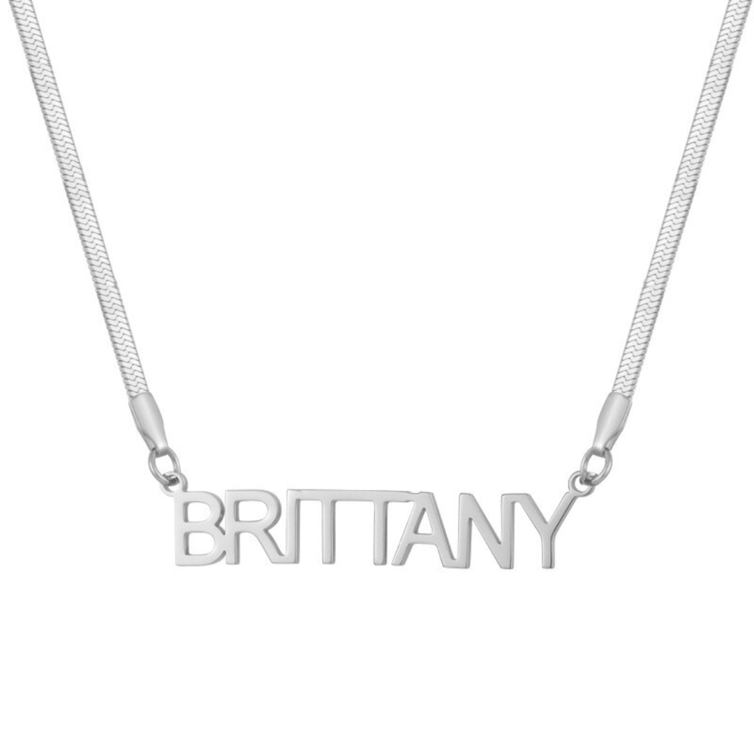Custom/Personalized Herringbone Nameplate Necklace - EVRYJEWELS